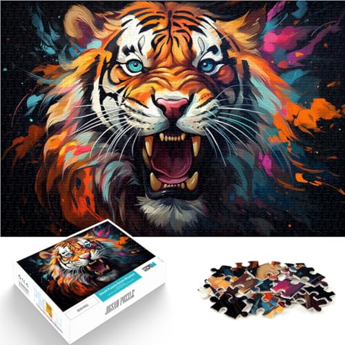 Puzzle für Erwachsene 1000 Teile wütender gewalttätiger Tiger Lernspielzeug Familienspiele EIN Kunstwerk für Teenager ab 14 Jahren 26x38cm von BBVNFLIR