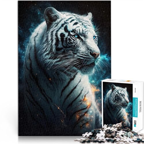 Puzzle für Erwachsene 1000 Teile Art White Tiger Galaxy Quizspiel Stressabbau schwierige Herausforderung für Teenager ab 14 Jahren 50x75cm von BBVNFLIR