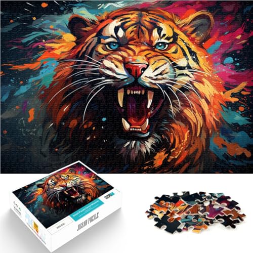 Puzzle für Erwachsene 1000 Teile wütender Tiger anspruchsvolles Spiel Geschenke anspruchsvoll zu vervollständigen Aber lustig und humorvoll 50x75cm von BBVNFLIR