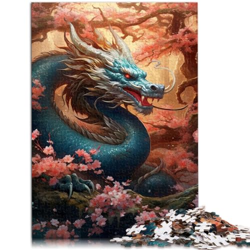 Puzzle für Erwachsene mit 1000 Teilen „Japanischer Drache Kirsche“ Denkspiel ganze Familie 26x38cm von BBVNFLIR