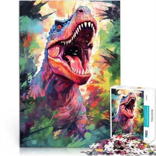 Puzzle für Erwachsene mit 1000 Teilen Aquarell-Dinosaurier Denkspiel Stressabbau schwierige Herausforderung für Teenager ab 14 Jahren 26x38cm von BBVNFLIR