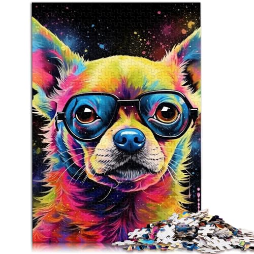 Puzzle für Erwachsene mit 1000 Teilen Art Chihuahua-Spielzeug Denkspiel mit vollständig ineinander greifenden zufällig geformten Teilen 26x38cm von BBVNFLIR