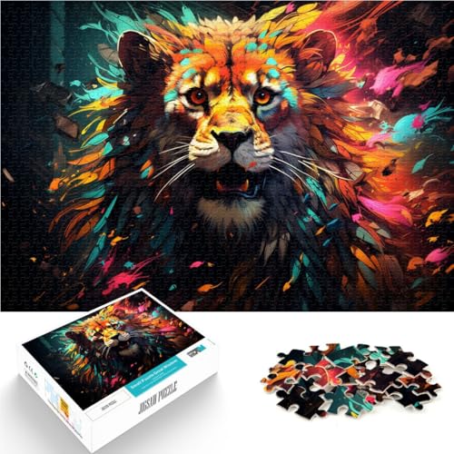Puzzle für Erwachsene mit 1000 Teilen Das farbenfrohe Löwengemälde ganze Familie ab 14 Jahren 26x38cm von BBVNFLIR
