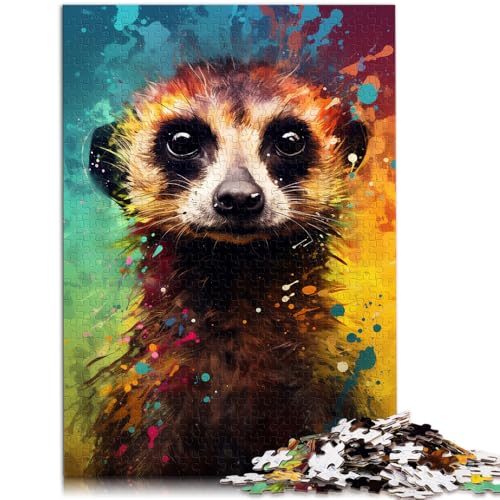 Puzzle für Erwachsene mit 1000 Teilen Erdmännchen buntes Denkspiel mit passendem Poster und Quizblatt für Teenager ab 14 Jahren 50x75cm von BBVNFLIR