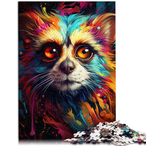 Puzzle für Erwachsene mit 1000 Teilen Farbmalerei Lemur Denkspiel ganze Familie 26x38cm von BBVNFLIR
