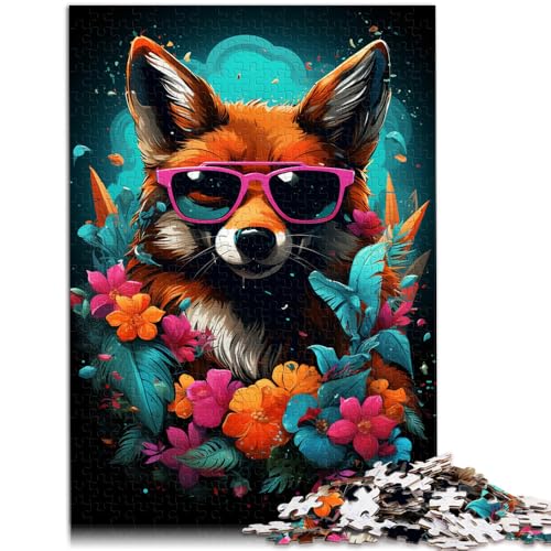 Puzzle für Erwachsene mit 1000 Teilen Fuchs-Boss mit Sonnenbrille Denkspiel Anspruchsvolles Spiel und Familienspiel für Kinder ab 14 Jahren 26x38cm von BBVNFLIR