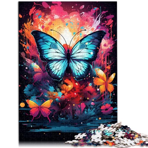 Puzzle für Erwachsene mit 1000 Teilen Malen von Schmetterlingen Familienspiel für und mit passendem Poster und Quizblatt für Teenager ab 14 Jahren 26x38cm von BBVNFLIR