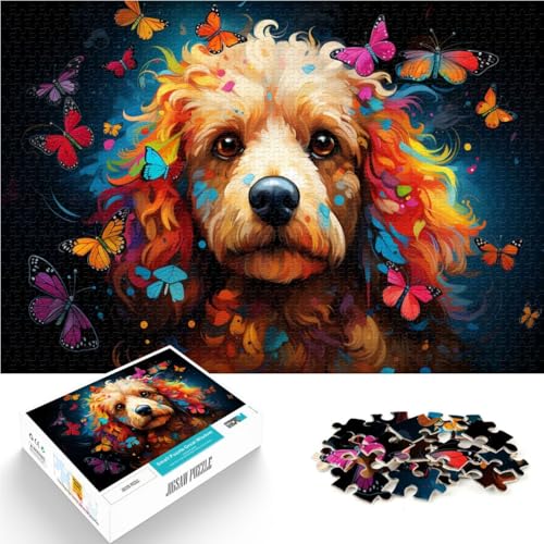 Puzzle für Erwachsene mit 1000 Teilen Pudel und Schmetterling Denkspiel ganze Familie für Teenager ab 14 Jahren 26x38cm von BBVNFLIR