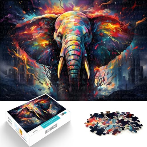 Puzzle für Erwachsene mit 1000 Teilen bizarrer bunter Elefant Denkspiel zur Heimdekoration geeignet für Jugendliche ab 14 Jahren 50x75cm von BBVNFLIR