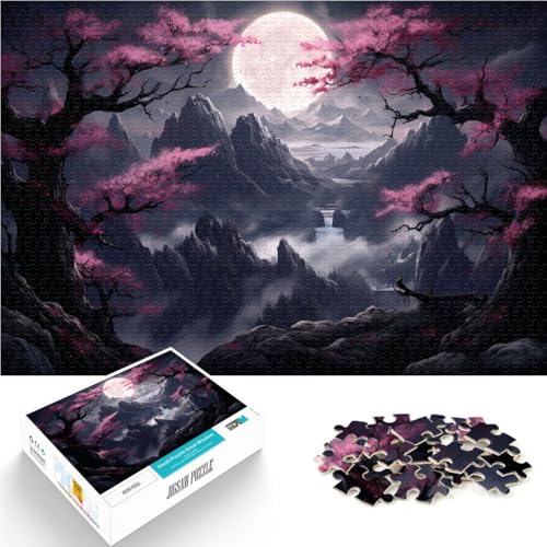 Puzzle für Erwachsene mit 1000 Teilen blühende Bäume japanische Berge Denksportaufgabe zur perfekten Dekoration Geeignet für Teenager ab 14 Jahren 26x38cm von BBVNFLIR