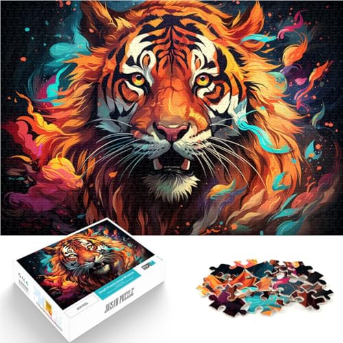 Puzzle für Erwachsene mit 1000 Teilen farbenfrohes Fantasie-Tiger-Puzzle Denkspiel mit passendem Poster und Quizblatt für Teenager ab 14 Jahren 50x75cm von BBVNFLIR