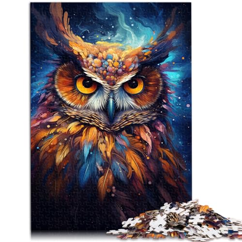 Puzzle für Erwachsene mit 1000 Teilen galaktische Eule Spielzeug Denkspiel mit passendem Poster und Quizblatt für Teenager ab 14 Jahren 26x38cm von BBVNFLIR