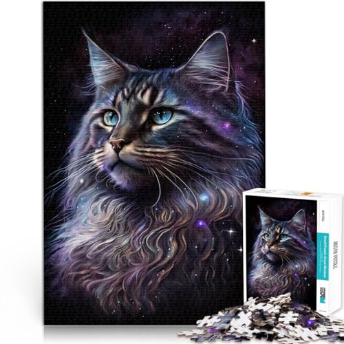 Puzzle für Erwachsene mit 1000 Teilen kosmische Maine-Coon-Katze Denkspiel Stressabbau Urlaub zu Hause Zeitvertreib für 14-Jährige 50x75cm von BBVNFLIR