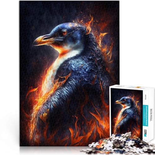 Puzzle für Erwachsene 1000 Teile Pinguin-Feuer-Spiel Spielzeug für die ganze Familie Geschenk mit passendem Poster und Quizblatt 50x75cm von BBVNFLIR