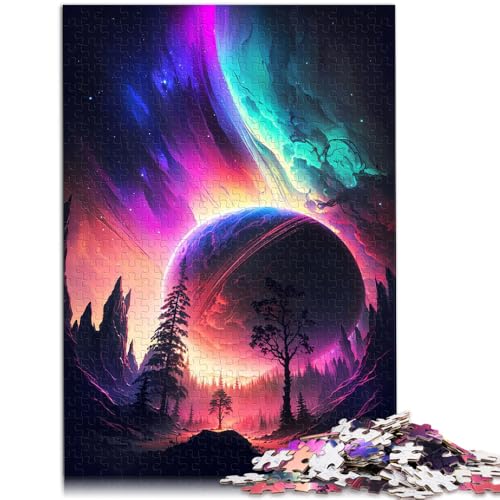 Puzzle mit 1000 Teilen für Erwachsene Aurora Sonnenuntergang Berg Heimdekoration Puzzle mit vollständig ineinander greifenden zufällig geformten Teilen 26x38cm von BBVNFLIR