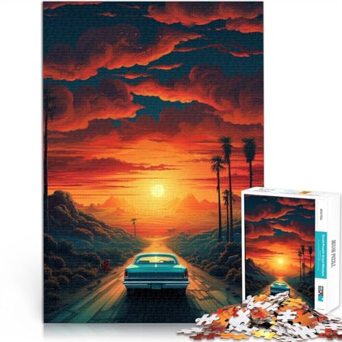 Puzzle mit 1000 Teilen für Erwachsene Autofahren unter Sonnenuntergang Stressabbau-Spielzeug mit passendem Poster und Quizblatt für 14-Jährige 26x38cm Puzzle mit 1000 Teilen für Erwachsene Autofahren unter Sonnenuntergang Stressabbau-Spielzeug mit passendem Poster und Quizblatt für 14-Jährige 26x38cm von BBVNFLIR