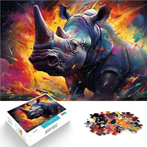 Puzzle mit 1000 Teilen für Erwachsene Nashorn-Denkspiel jedes Teil ist einzigartig – anspruchsvolles Familienspiel für Teenager ab 14 Jahren 26x38cm von BBVNFLIR
