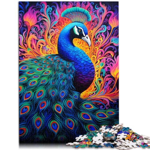 Puzzle mit 1000 Teilen für Erwachsene Psychedelisches Pfauen-Denkspiel Herausforderung der Gehirnintelligenz süchtig machendes Spielzeug für Kinder ab 14 Jahren 50x75cm von BBVNFLIR