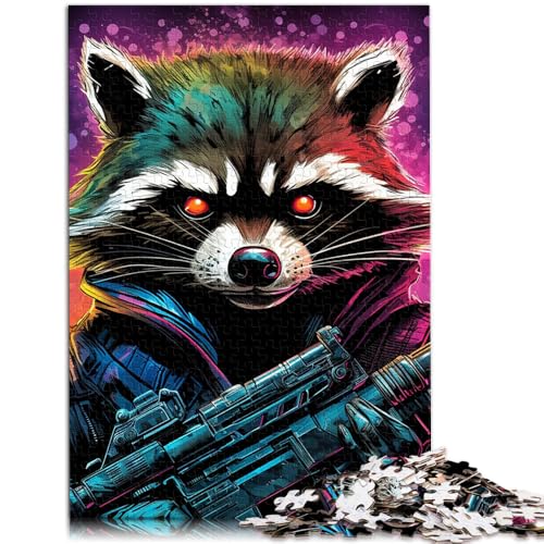 Puzzle mit 1000 Teilen für Erwachsene Tier-Waschbär Denkspiel Stressabbau schwierige Herausforderung für Teenager ab 14 Jahren 50x75cm von BBVNFLIR