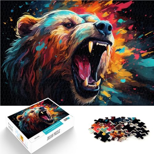 Puzzle mit 1000 Teilen für Erwachsene farbenfrohe Neonbären-Spiele für die ganze Familie Lernspiel für Geburtstage und Weihnachten für Teenager ab 14 Jahren 26x38cm von BBVNFLIR