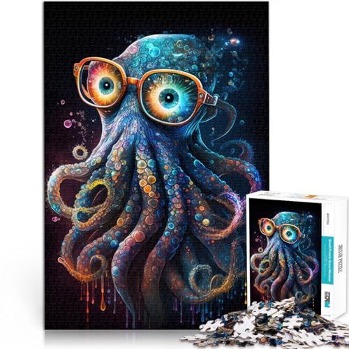Puzzle für Erwachsene 1000 Teile Oktopus mit Brille anspruchsvolles Spiel Geschenke Heimkunstdekor für Teenager ab 14 Jahren 50x75cm von BBVNFLIR