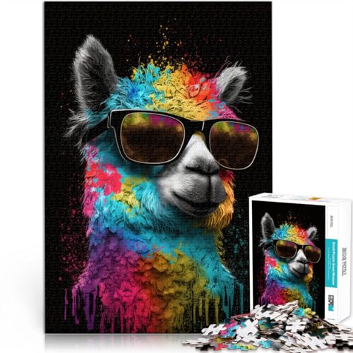Puzzles für Erwachsene 1000 Teile Alpaka mit Brille DIY Puzzle Spielzeug Familienspiel Stressabbau Schwierige Herausforderung 26x38cm von BBVNFLIR