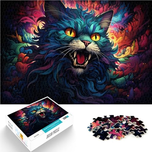 Puzzles für Erwachsene 1000 Teile Bunte Katze DIY Puzzle Spielzeug Helfen Sie dem Gehirn süchtig machende Spielzeuge zu trainieren um Geduld zu fördern 26x38cm von BBVNFLIR