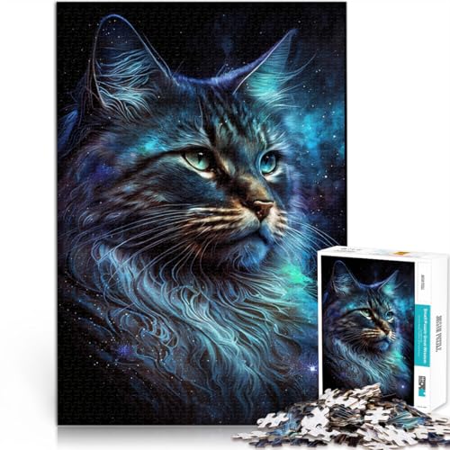 Puzzles für Erwachsene 1000 Teile Cosmic Maine Coon Cat DIY Puzzle Toys Herausfordernd Aber lustig und humorvoll 26x38cm von BBVNFLIR