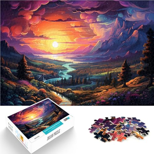Puzzles für Erwachsene 1000 Teile Fantasie Sonnenuntergangslandschaft Spielzeug Intellektuelles Spiel ganze Familie 26x38cm von BBVNFLIR