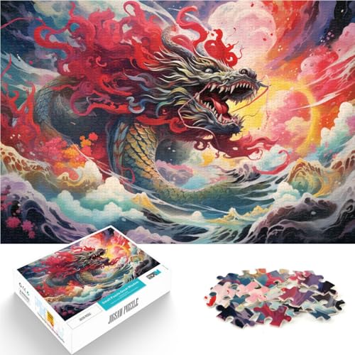 Puzzles für Erwachsene 1000 Teile Farbdrache Lernspiele für Zuhause DIY-Spielzeug Herausforderung der Gehirnintelligenz Suchtspielzeug 26x38cm von BBVNFLIR
