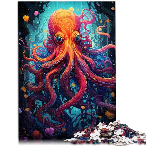 Puzzles für Erwachsene 1000 Teile Farbmalerei Oktopus DIY Puzzle Spielzeug Gehirn Intelligenz Herausforderung süchtig machendes Spielzeug 26x38cm von BBVNFLIR