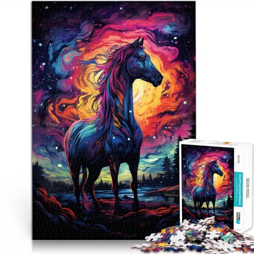 Puzzles für Erwachsene 1000 Teile Kunstpferd-Quizspiel Helfen Sie dem Gehirn süchtig machende Spielzeuge zu trainieren um Geduld zu fördern 26x38cm von BBVNFLIR
