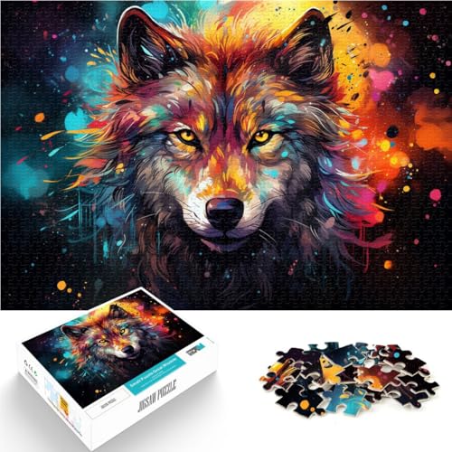Puzzles für Erwachsene 1000 Teile Mysteriöser Weltraumwolf Familienspaß-Puzzle Herausforderung für die Gehirnintelligenz süchtig machendes Spielzeug 26x38cm von BBVNFLIR