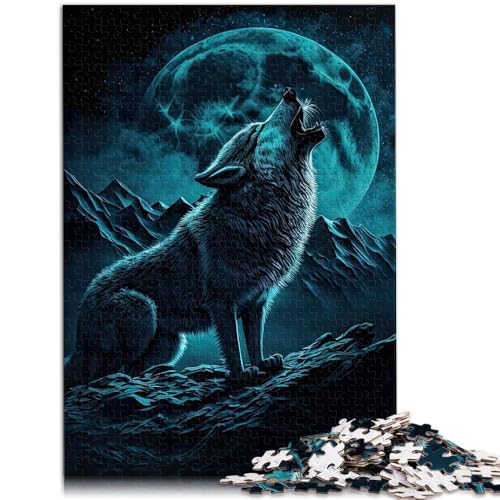 Puzzle für Erwachsene 1000 Teile „Wölfe unter dem Vollmond“ Lernspielzeug Kunstwerk Geschenk für Teenager ab 14 Jahren 50x75cm von BBVNFLIR