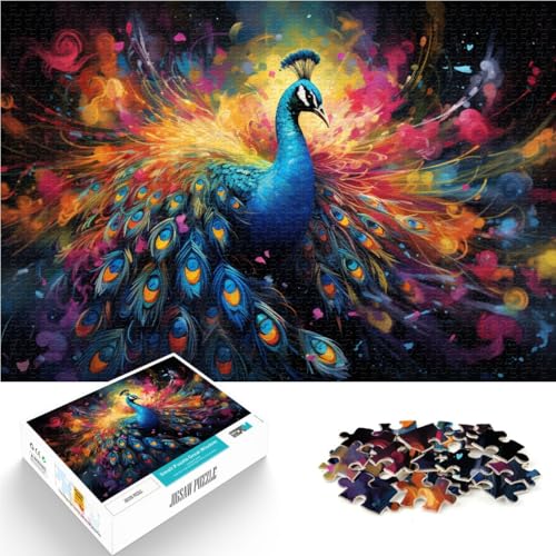 Puzzles mit 1000 Teilen für Erwachsene Pfau Stressabbau-Spielzeug Helfen Sie dem Gehirn süchtig machende Spielzeuge zu trainieren um Geduld zu fördern 26x38cm von BBVNFLIR