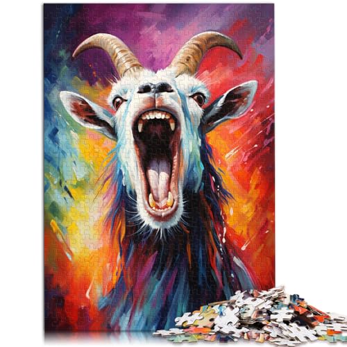 Puzzle für Erwachsene mit 1000 Teilen Tierziege Spielzeug Denkspiel mit vollständig ineinander greifenden zufällig geformten Teilen für Kinder ab 14 Jahren 50x75cm von BBVNFLIR