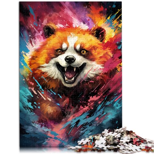 Puzzle 1000 Teile für Erwachsene Farbmalerei Roter Panda lustige Spiele Lernspiel für Geburtstag Weihnachten für Kinder ab 14 Jahren 50x75cm von BBVNFLIR