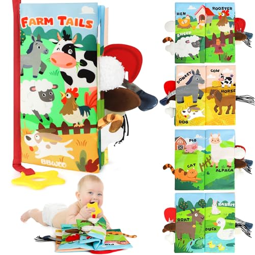 BBWOO Babybuch knisterbuch stoffbuch fühlbuch Baby Buch Baby bücher Kinderwagen Spielzeug, beißring Spielzeug ab 0 3 6 Monate, Quiet Book Geschenk für Jungen Mädche von BBWOO