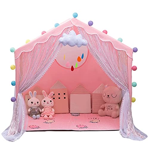 BBZY Kinderzelte, verbessertes großes Spielzelt, längerer Vorhang mit buntem Zubehör, Dekoration, 140 x 135,9 x 99,8 cm (Farbe: A) von BBZY