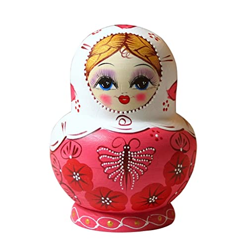 BBZY Russische Nistpuppe 10 Stück Set traditionell handgemalt in Russland Matroschka Holz Deko von BBZY