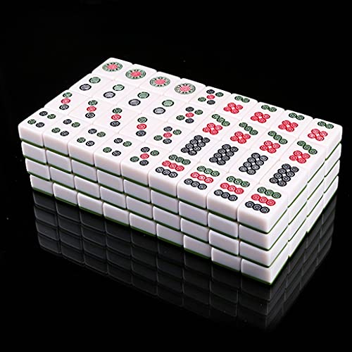 Chinesisches Mahjong-Spielset, tragbares Mahjong-Set mit 144 Fliesen, Mahjong-Spielset für Reisen, Party, Familienspiel (Farbe: A) von BBZY