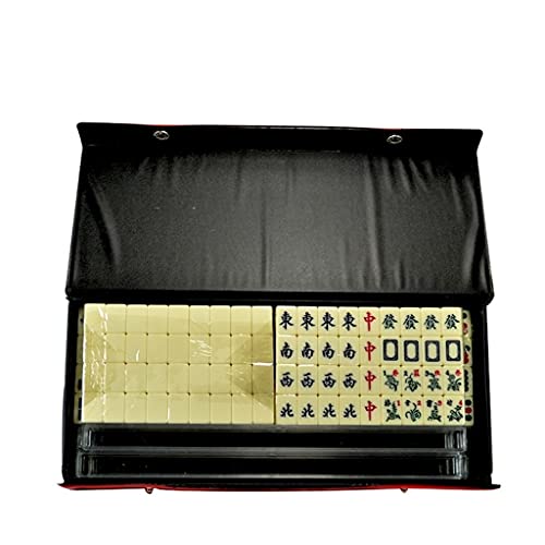 Kleines chinesisches Mahjong-Spielset, tragbar, 144-teilig, Melaminfliesenmaterial, Mahjong, Reisen, Familie, Freizeit (Farbe: A) von BBZY