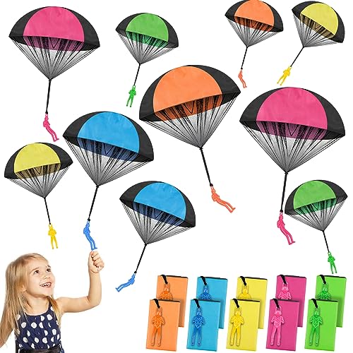 BBjinronjy Kinder Fallschirmspringer Spielzeug,10 Stück Fallschirm Spielzeug Handwurf Armee Männer Fallschirm Spielzeug aufregendes Outdoor Flugspielzeug für Kinder und Erwachsene Luftlandehelden von BBjinronjy
