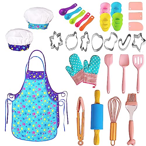 BBplusDD Real Kids 40-teiliges Backzubehör-Set für Junior-Koch, inklusive Kinderschürze und Kochhut, Backutensilien, komplettes Geschenk-Kochset für BBplusDD Real Kids 40-teiliges Backzubehör-Set für Junior-Koch, inklusive Kinderschürze und Kochhut, Backutensilien, komplettes Geschenk-Kochset für von BBplusDD
