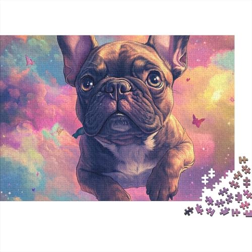 French Bulldog Puzzle 1000 Teile Schwer Puzzle Spielzeug Pädagogisches Spiel Impossible Herausforderungsspielzeug Für Erwachsene Kinder 1000pcs (75x50cm) von BCAKDBDOE