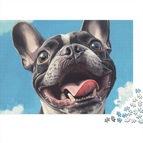 French Bulldog Puzzle 1000-teilige Schwer Puzzle Spielzeug Lernspiel Impossible Herausforderungsspielzeug Für Erwachsene Und Kinder Ab 14 Jahren 1000pcs (75x50cm) von BCAKDBDOE