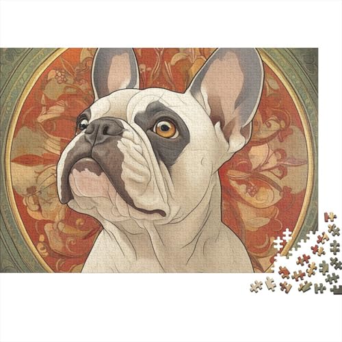 French Bulldog Puzzles 1000 Teile Schwer Puzzle Spielzeug Pädagogisches Spiel Impossible Herausforderungsspielzeug Für Erwachsene Kinder 1000pcs (75x50cm) von BCAKDBDOE