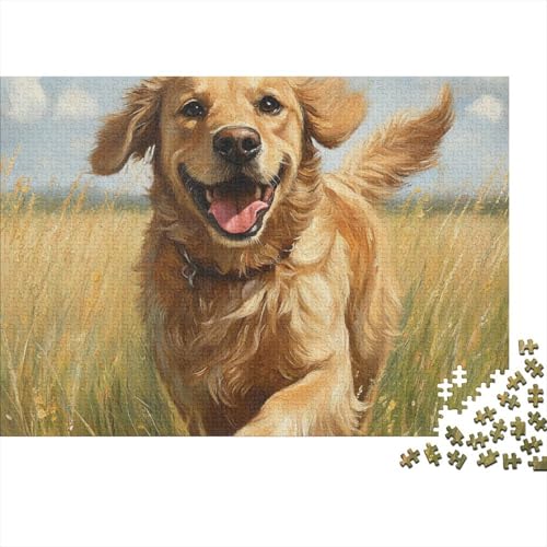 Golden Retriever Puzzle 1000-teilige Schwer Puzzle Spielzeug Lernspiel Impossible Herausforderung Spielzeug Für Erwachsene Und Kinder in Bewährter 1000pcs (75x50cm) von BCAKDBDOE