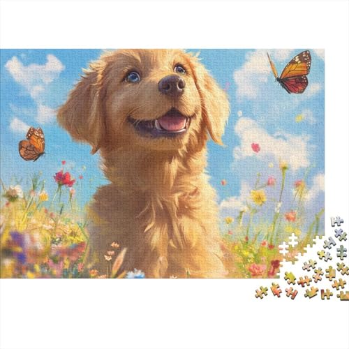 Golden Retriever Puzzles 1000 Teile Schwer Puzzle Spielzeug Pädagogisches Spiel Impossible Herausforderung Spielzeug Für Erwachsene Kinder 1000pcs (75x50cm) von BCAKDBDOE