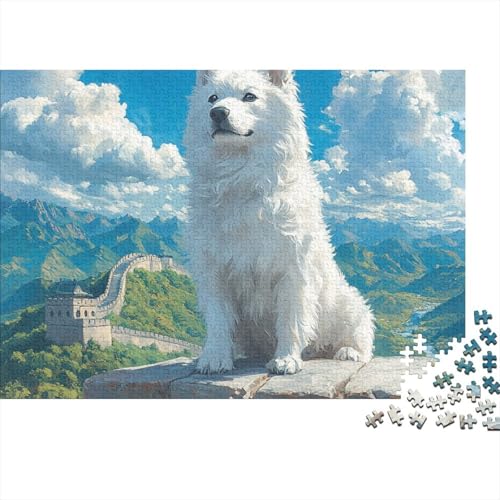 Japanese Spitz Puzzle 1000-teilige Schwer Puzzle Spielzeug Pädagogisches Spiel Impossible Herausforderungsspielzeug Für Erwachsene Und Kinder Ab 14 Jahren 1000pcs (75x50cm) von BCAKDBDOE
